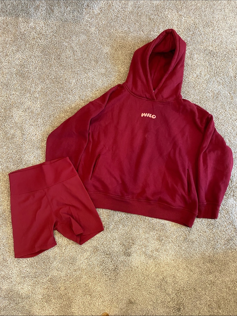 WILO Burgundy Hoodie and Matching Shorts Set